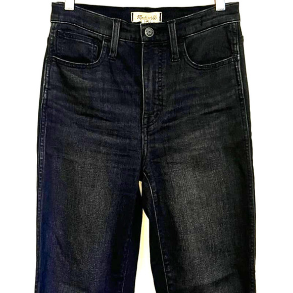 MADEWELL SIZE 25 HIGH RISE SLIM STRAIGHT LEG RICHGROVE BLACK WASH DENIM JEANS - Picture 4 of 12